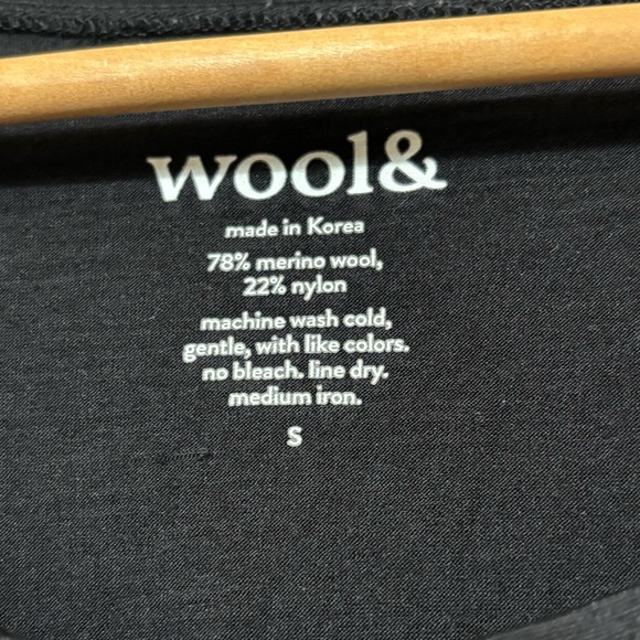 Wool& Fiona Merino Wool Blend Black Scoop Neck Defined Elastic Waist Size Small - Picture 2 of 4